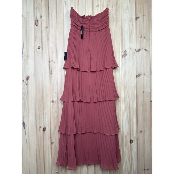 NWT Lulus Seriously Sensational Rusty Rose Strapless Tiered Maxi Dress Wedding M - Picture 5 of 8